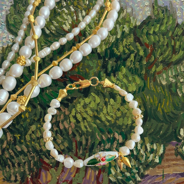 Cloisonne Pearl Bracelet
